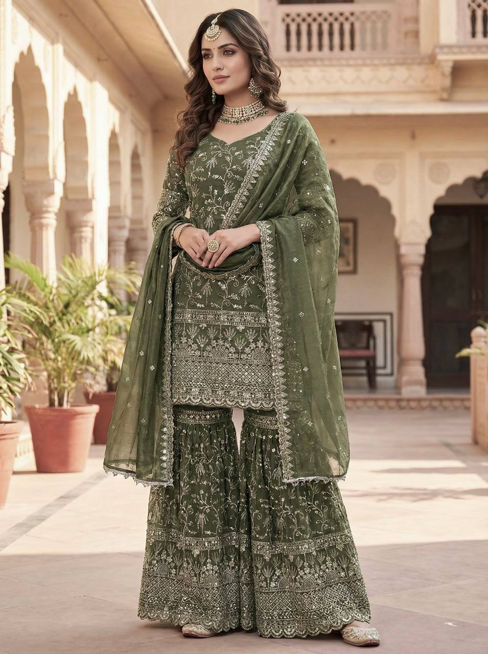 Terracotta Orange Couture Sharara Set - Festive Wear